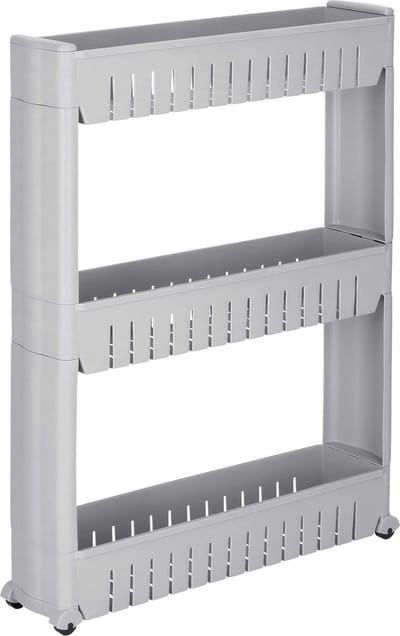 ntrolley | Keukentrolley Op Wieltjes | Badkamer Trolley | Opbergrek | 3 Niveaus | 70 x 54 x 12.5 cm | Grijs
