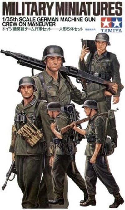 Tamiya Modelbouwpakket Auto - 35184 WWII Fig.-Set MG-Crew Maneuver with 5 Figures Plastic - 1:35 - Modelbouw