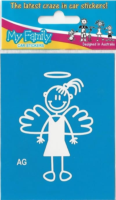 Meisje engel - autosticker - wit - 8,5 cm hoog - The Sticker Family