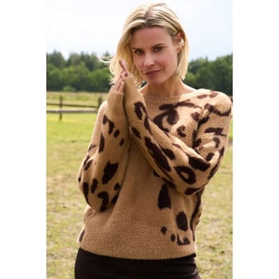 NED Trui Otila Ls Rmj Furry Print Knit 26w1 U386 15 Tanzine-ganachebrown Dames Maat - S