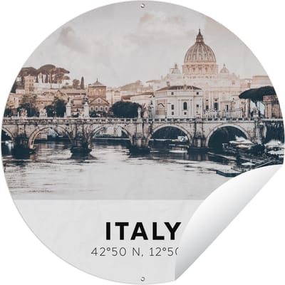 Tuincirkel Rome - Italië - Zomer - Skyline - Water - 60x60 cm - Ronde Tuinposter - Buiten
