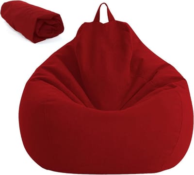 Zitzak voor Kinderen en Volwassenen 80 x 90 cm, Zitzakhoes zonder Vulling, Ideaal voor Woonkamer, Slaapkamer en Buitengebruik (Rood)