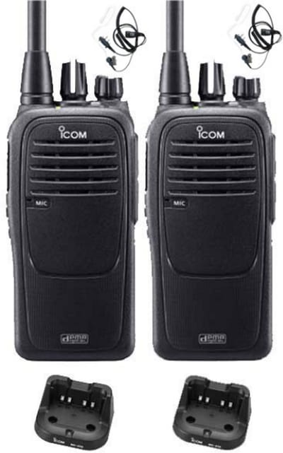 Set van 2 Icom IC-F29DR3 Digitaal portofoons met beveiliging headsets