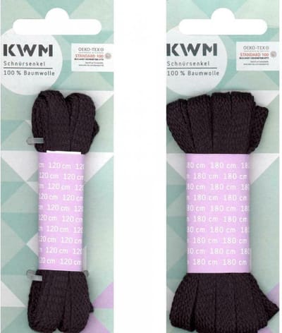 KWM schoenveters plat  zwart 120 cm