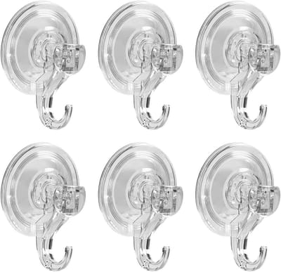 Transparante zuignap haken, herbruikbaar en zonder gaten, ideaal voor tegels en glas, 7 cm diameter, maximaal 3 kg draagvermogen, set van 6 stuks