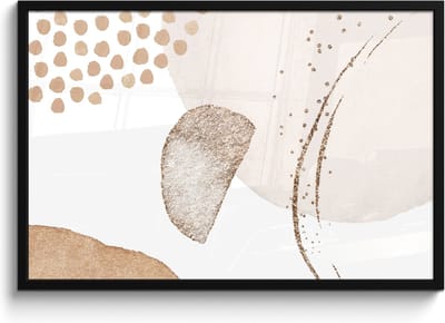 Poster in lijst - Fotolijst 90x60 cm - Posters - Watercolor - Pastel - Beige - Abstract - Modern - Posterlijst zwart - Wanddecoratie badkamer - Muurdecoratie WC - Decoratieve accessoires - Toilet muur decoratie