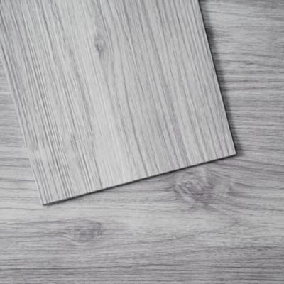 VEVOR zelfklevende vinylvloertegels, 91 x 15 cm, verpakking van 20, 0,6 cm dik, zelfklevend, lichtgrijze houtnerf, doe-het-zelfvloeren voor keuken, eetkamer, slaapkamer en badkamer