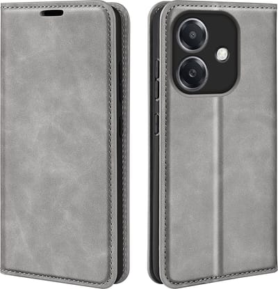 MobyDefend Hoesje - Geschikt voor Oppo A60 5G / A40 / A40m - Luxe Wallet Bookcase (Magnetische Sluiting) - Grijs