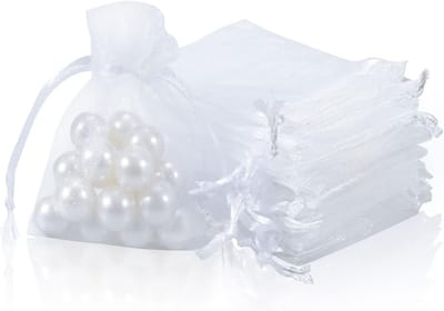 50 stuks organza geschenkzakjes 7x9 cm wit, ideaal voor bruiloften, kerst, verjaardagen en jubileumfeesten