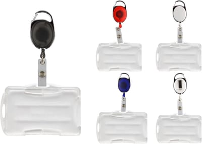 Dubbele Kaarthouder - Badgehouder Yoyo - Toegang Beheer - Horizontaal Verticaal Bruikbaar - Past 2 Kaarten - Blauw Transparant