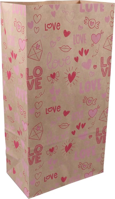 Zak | Blokbodemzak | Kraftpapier | 160/ 90x310mm | Love Notes | 10 stuks