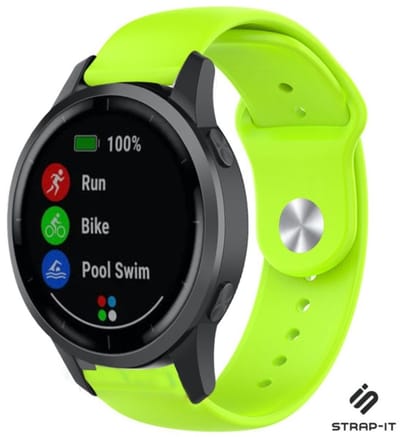 Strap-it Sport siliconen bandje - geschikt voor Garmin Vivoactive 4 45mm / Garmin Venu 2 - lichtgroen