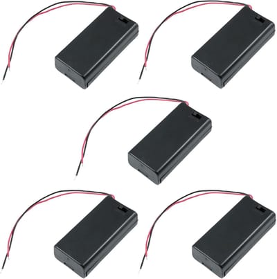 Batterij Houders - Case Box - Elektronica Projecten - Met Aan/Uit Schakelaar - 2x AA Formaat - Zwart