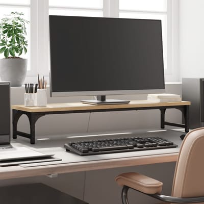 vidaXL - Monitorstandaard - 85x23x15,5 - cm - bewerkt - hout - sonoma - eikenkleurig