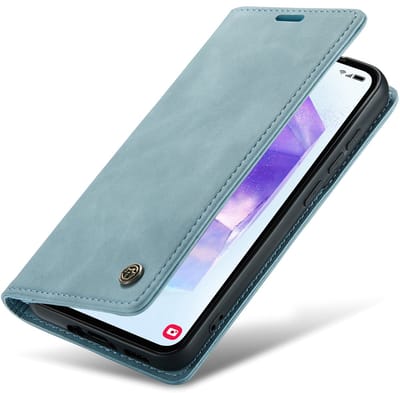 Casemania Hoesje Geschikt voor Oppo A40 / A40m / A60 5G - Aqua Blue - Dunne Portemonnee Book Case - Slim Wallet Case met Pasjeshouder