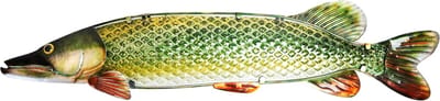 3D Metal & Glass Art Pike 87 cm Muurvis Snoek Muurdecoratie Viskunst Viscadeau Glas Metaal Reliëf