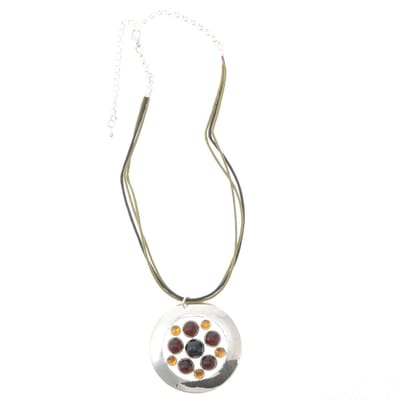 Behave - Ketting Bruin met Ronde Hanger en Stenen - 38,5 cm