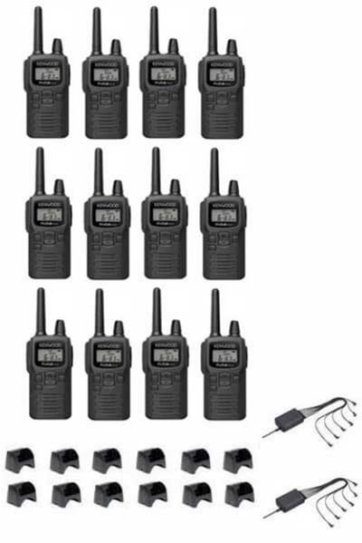 Set van 12 Kenwood PKT-300 ProTalk XLS IP52 PMR446 mini portofoons met multilader