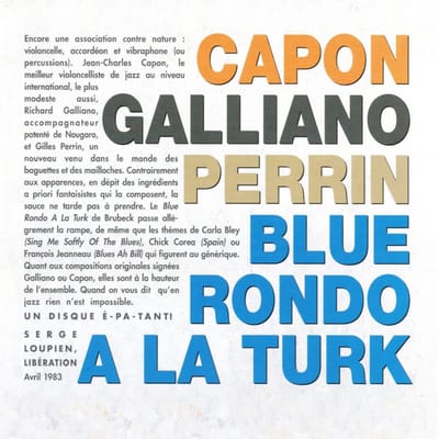 Jean-Charles Capon, Richard Galliano, Gilles Perrin - Blue Rondo À La Turk (CD)