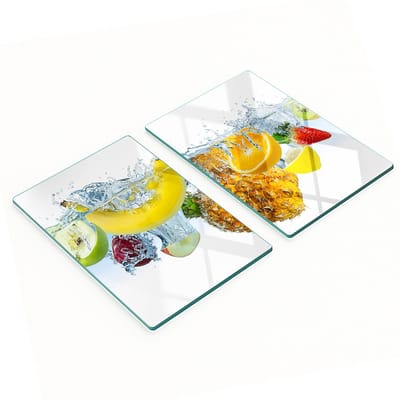 Glazen snijplanken met afbeelding van fruit onder water, 2x40x52 cm