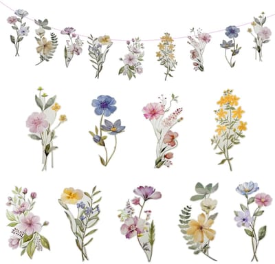 Dailygoods- Bloemenslinger - Kleurrijke Banner met Wilde Bloemen - Feestdecoratie - Verjaardag - Bruiloft - Tuinfeest - Duurzaam Papier