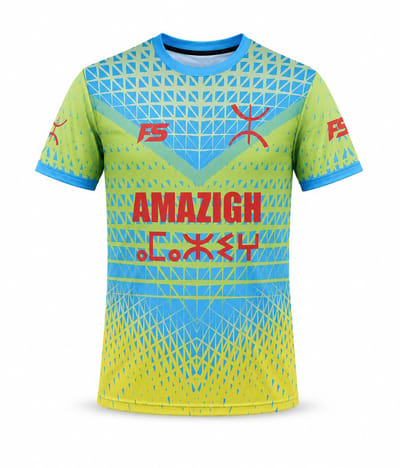 FightSense Amazigh Performance T-Shirt – Amazigh Sportshirt – Blauw/Geel – Maat S