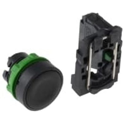 Schneider Electric Harmony push button complete with spring return and flat touch Oppervlak in Zwart Kleur 1xno xb5aa21
