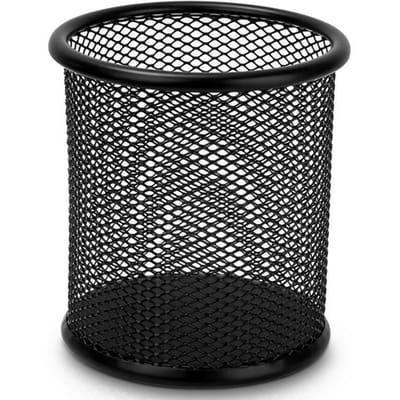 Porte-stylo en maille Grande capacité Antidérapant Contenant à stylos de bureau pour crayons Gommes Papeterie Noir noir
