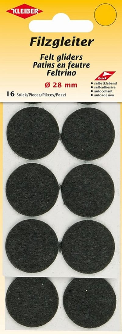 Viltglijders, diameter 35 mm, zwart