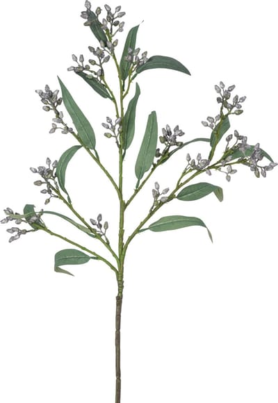 Easyplants | Kunsttak Eucalyptus bes 78 cm grijs | Zijde | Nepbloemen | grijs | Onderhoudsvrij | Kant-en-klaar