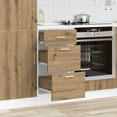 vidaXL - Onderkast - Lyon - 40x46x81,5 - cm - bewerkt - hout - artisanaal - eikenkleur