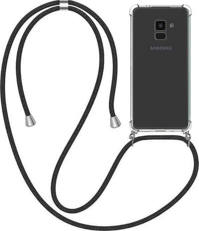 Telefoonhoesje Geschikt voor Samsung Galaxy A8 2018 met Koord en Stootrand - TPU Backcover Shockproof met Lanyard - Smartphonica geschikt voor Samsung Galaxy A8 (2018)