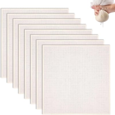 Herbruikbare Katoenen Doeken, Set van 8, 50 x 50 cm, Ongebleekt Kaasdoek, Ideaal voor Voedselfiltering, Sap, Bessen, Kaas en Tofu