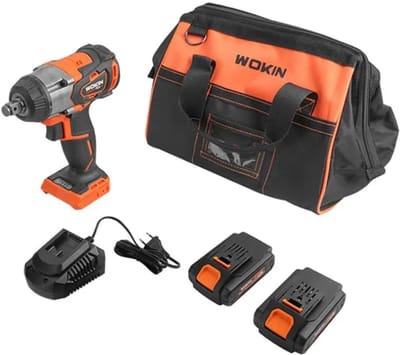 Wokin Slagmoersleutel Li-ion accu 20V koolborstelloos met 2 accu's een lader en een gereedschapstas