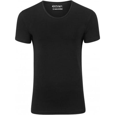 Garage 205 - Bodyfit T-shirt diepe ronde hals korte mouw zwart S 95% katoen 5% elastan