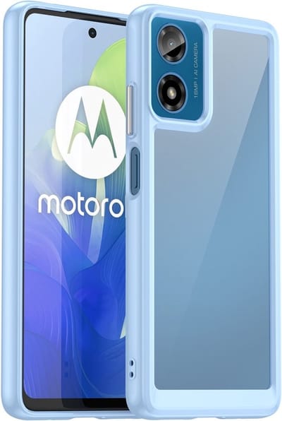 Coverup Hoesje - Geschikt voor Motorola Moto G04(s) / G24 (Power) / E14 Hoesje - Coverup Transparant ShockProof TPU Back Cover - Lichtblauw
