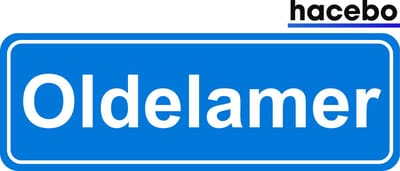 Hacebo - Plaatsnaam Sticker - 29x10 CM - Oldelamer sticker - Verkeersborden sticker - grappige cadeaus - Oldelamer