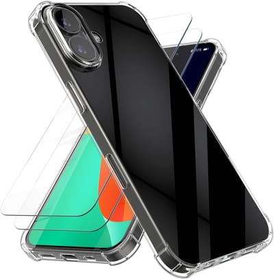 kalibri telefoonhoesje geschikt voor Apple iPhone 17 hoesje - Smartphone case met 2x screenprotectors - Mobiele telefoon cover in transparant
