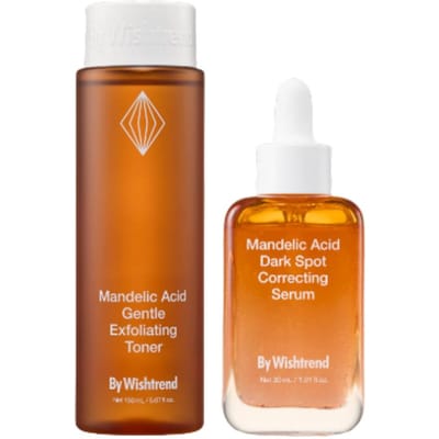 By Wishtrend Mandelzuur Zachte Exfoliërende Toner 150ml + Donkere Vlekken Corrigerend Serum 30ml 2-delige Set | Verhelderende & Verzachtende Duo voor Gevoelige Huid brown