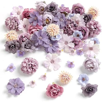 Mini Kunstbloemen - 40 Stuks - Nepbloemen Voor Knutselen & Decoratie - Paars - Kasey