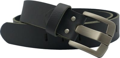 Fana Belts Riem heren dames leer - Leren riem heren zwart - Taillemaat 95 - Brede leren riem met grote gesp