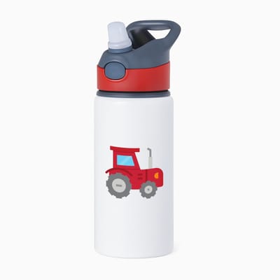 Hacebo® - Trekker waterfles met rietje rood - Tractor - Boeren - Boerderij - voertuig - water fles - 650ML