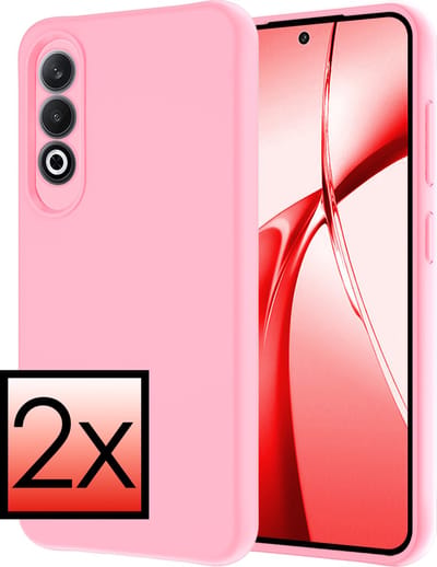 Hoesje - 2 Stuks - Geschikt voor OnePlus Nord CE4 - Sterk & Shockproof - Case Siliconen - Back Cover - Telefoon Hoes - Lichtroze