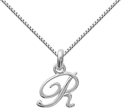 Amanto Ketting Letter R - Zilver Gerhodineerd - Alfabet - 11x18mm - 50cm