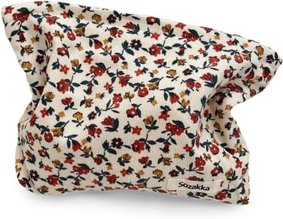 Retro bloemenpatroon make-uptas van corduroy, grote draagbare tas met ritssluiting, ideaal cadeau voor vrouwen en meisjes, 25 x 18 x 5 cm, stijlvol en praktisch
