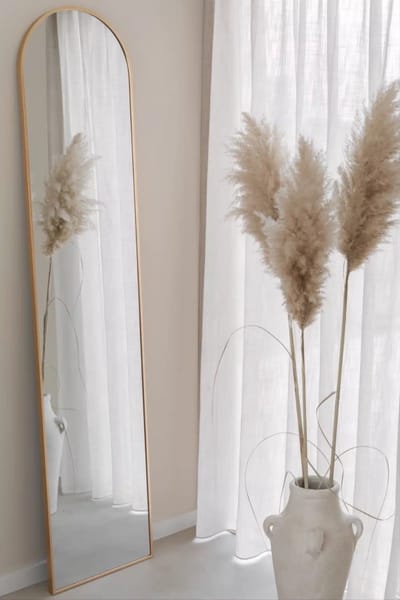 Nordic Style® Boogspiegel 180x40cm - Zacht Goud - Scandinavische Spiegels - Halfrond - Pas spiegel - Staande spiegel - Kleedkamer spiegel - Pas - Boog - Half Rond Ronde - Woonkamer - Wand - Muurspiegel - Muur