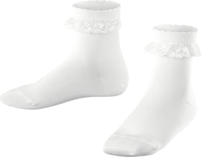 FALKE Romantic Lace eenkleurig katoen sokken kinderen wit - maat 27-30
