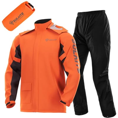 SULAITE Combinaison de pluie pour moto, ensemble imperméable et respirant, léger XL orange