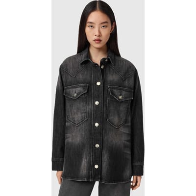 AllSaints Bryn Denim Shirt Washed Black Taglia: XS | Magliette intime Outlet | Donna | Blu