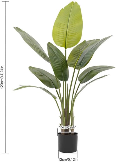 JOYNEXTBUY - Kunstplant - Set 2 stuks - 120cm hoog - Met Voetstuk - Kunst Bananenplant - Realistisch en Onderhoudsvrij - Groen
